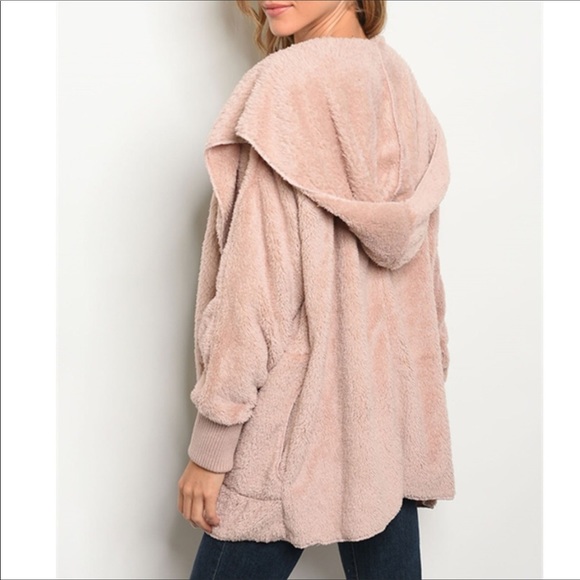 NEW Hem & Thread Blush Mauve Fleece Sweater Jacket - Picture 2 of 8